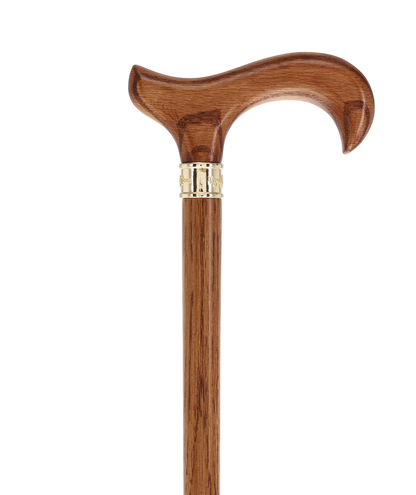 Luxury Oak Derby Cane - 3 Piece & Brass Embossed Collar