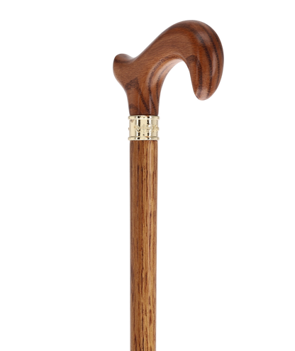Luxury Oak Derby Cane - 3 Piece & Brass Embossed Collar