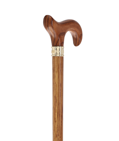Luxury Oak Derby Cane - 3 Piece & Brass Embossed Collar