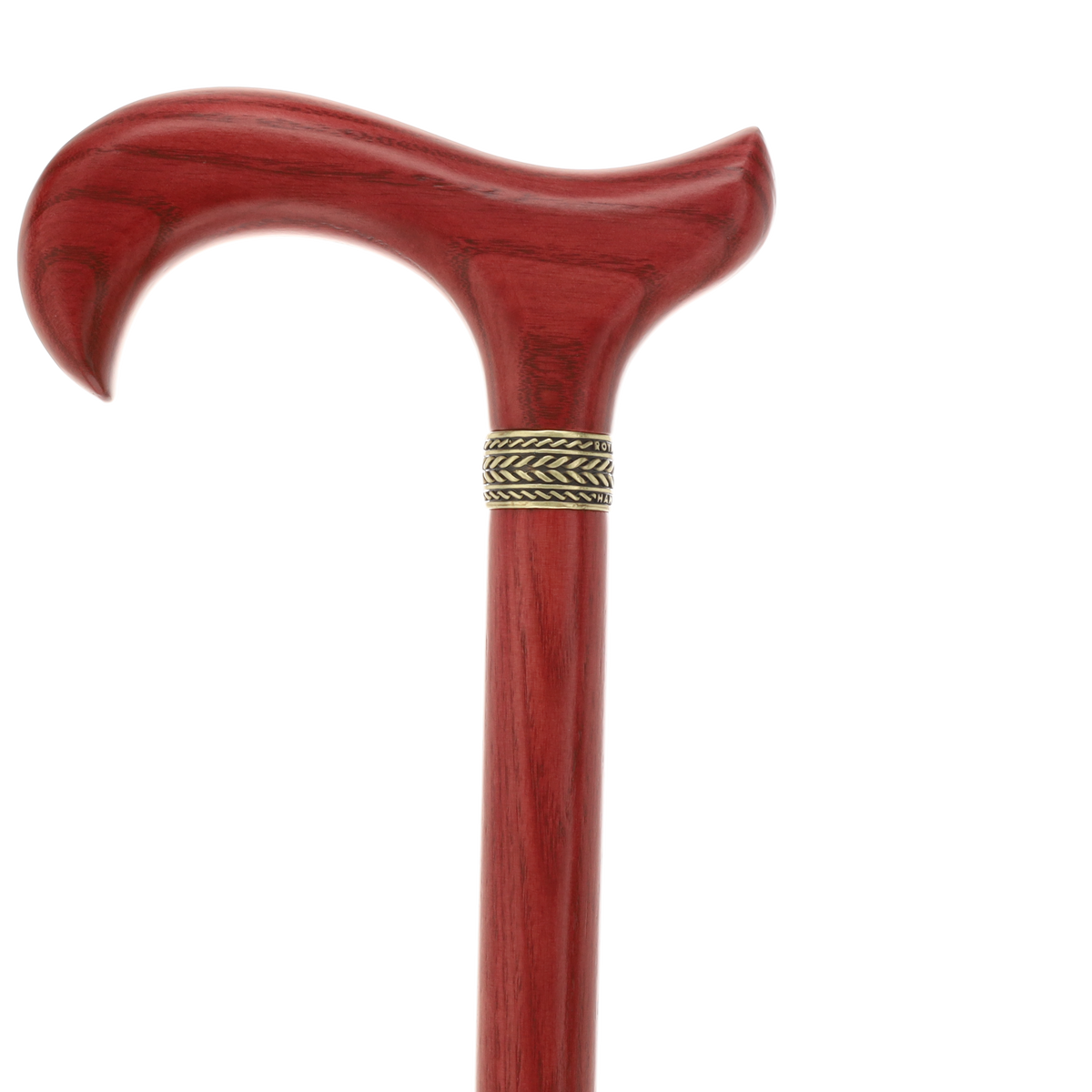 Striking Mahogany Red Derby Cane: Premium Natural Ash Wood w/ Pewter Collar