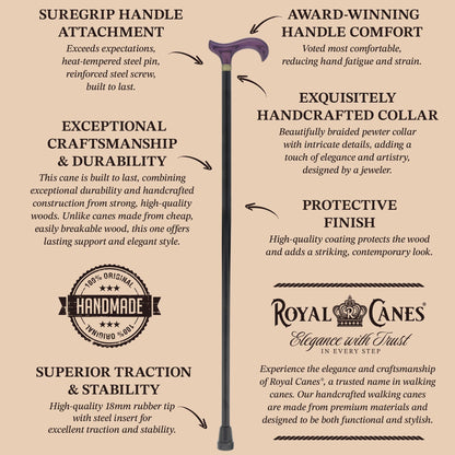 Derby Handle Standard Size (Purple, Black, Pewter Collar)