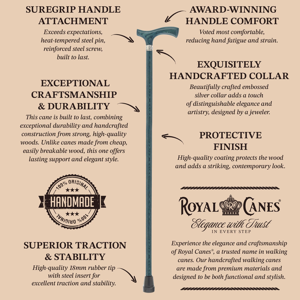 Royal Canes Fritz: Full-Color Wood Stain Collection (Matching Handle & Shaft)