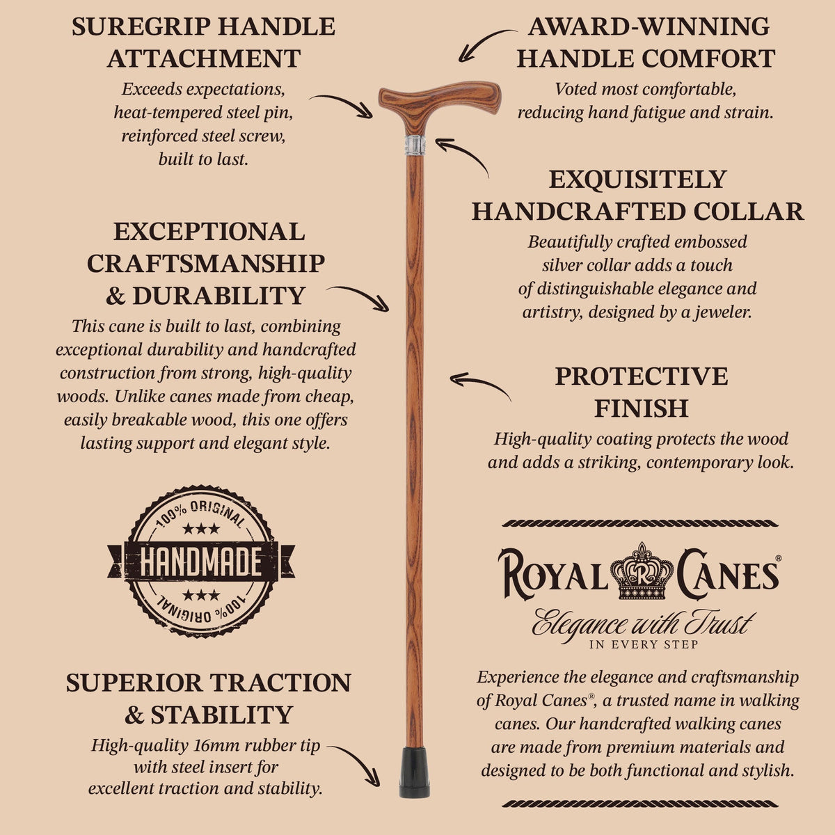 Royal Canes Fritz: Full-Color Wood Stain Collection (Matching Handle & Shaft)
