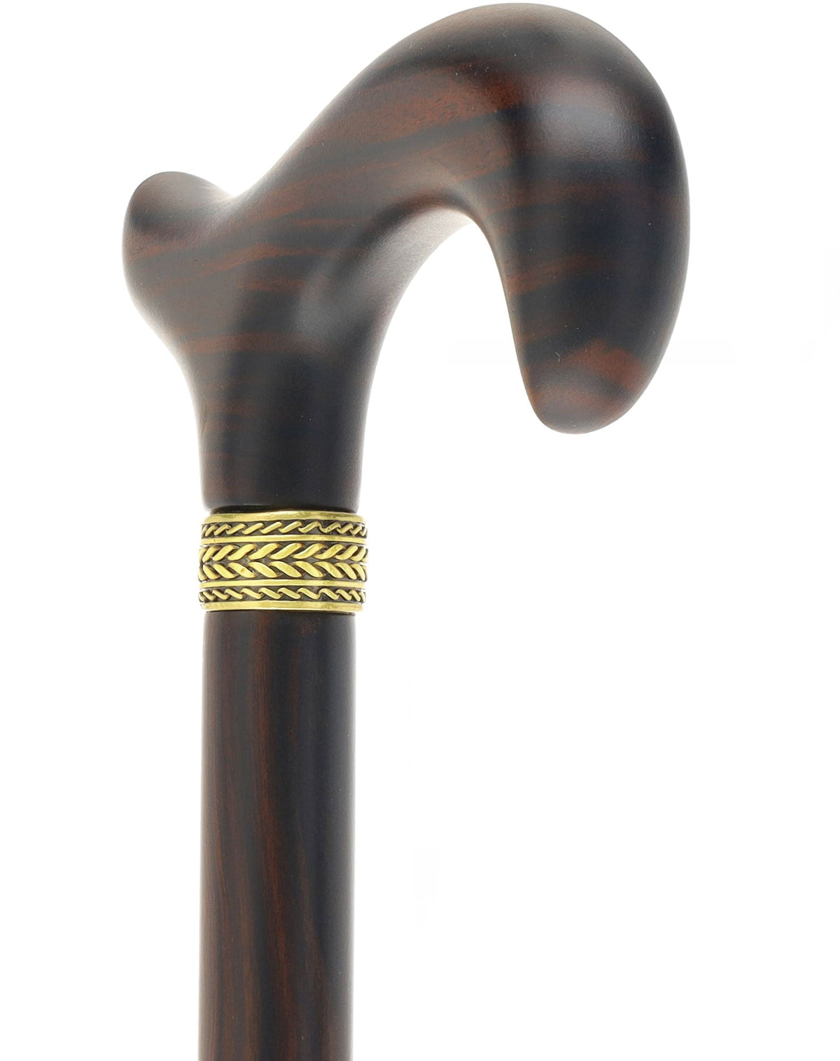 Luxury Derby Cane: Radiant Genuine Ebony Wood, Pewter Collar Option