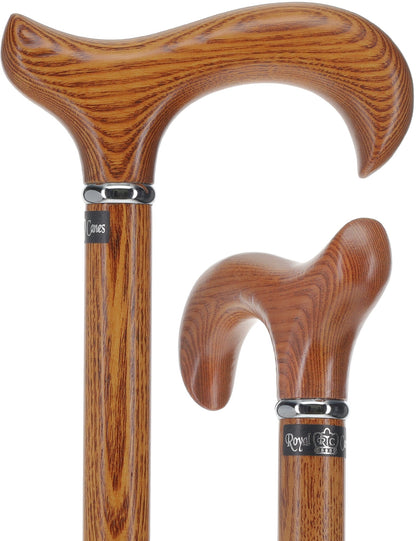 Super Strong Espresso Ash Wood Derby Cane - Elegant & Durable w/ Standard Option