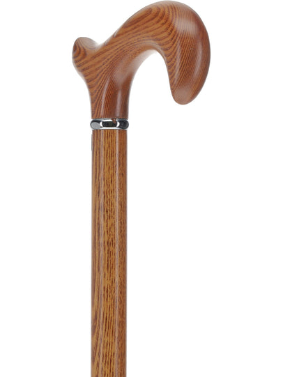 Super Strong Espresso Ash Wood Derby Cane - Elegant & Durable w/ Standard Option