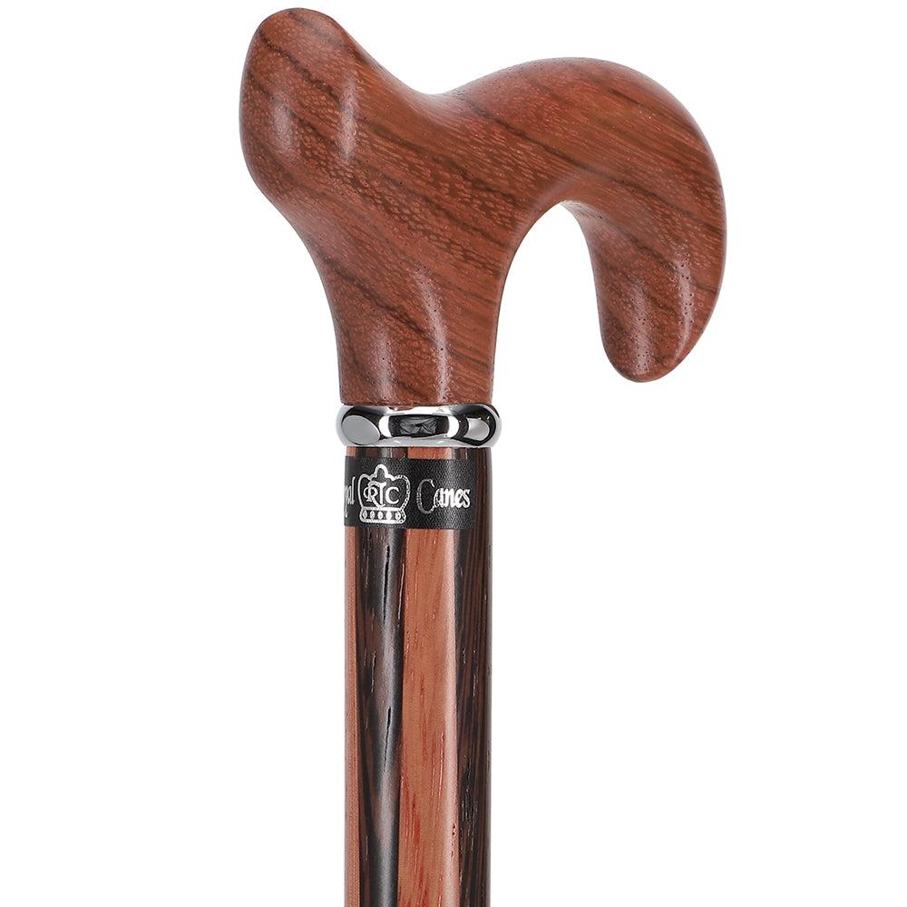 Unique Rosewood Derby: Inlaid Wenge Stripe Walking Cane