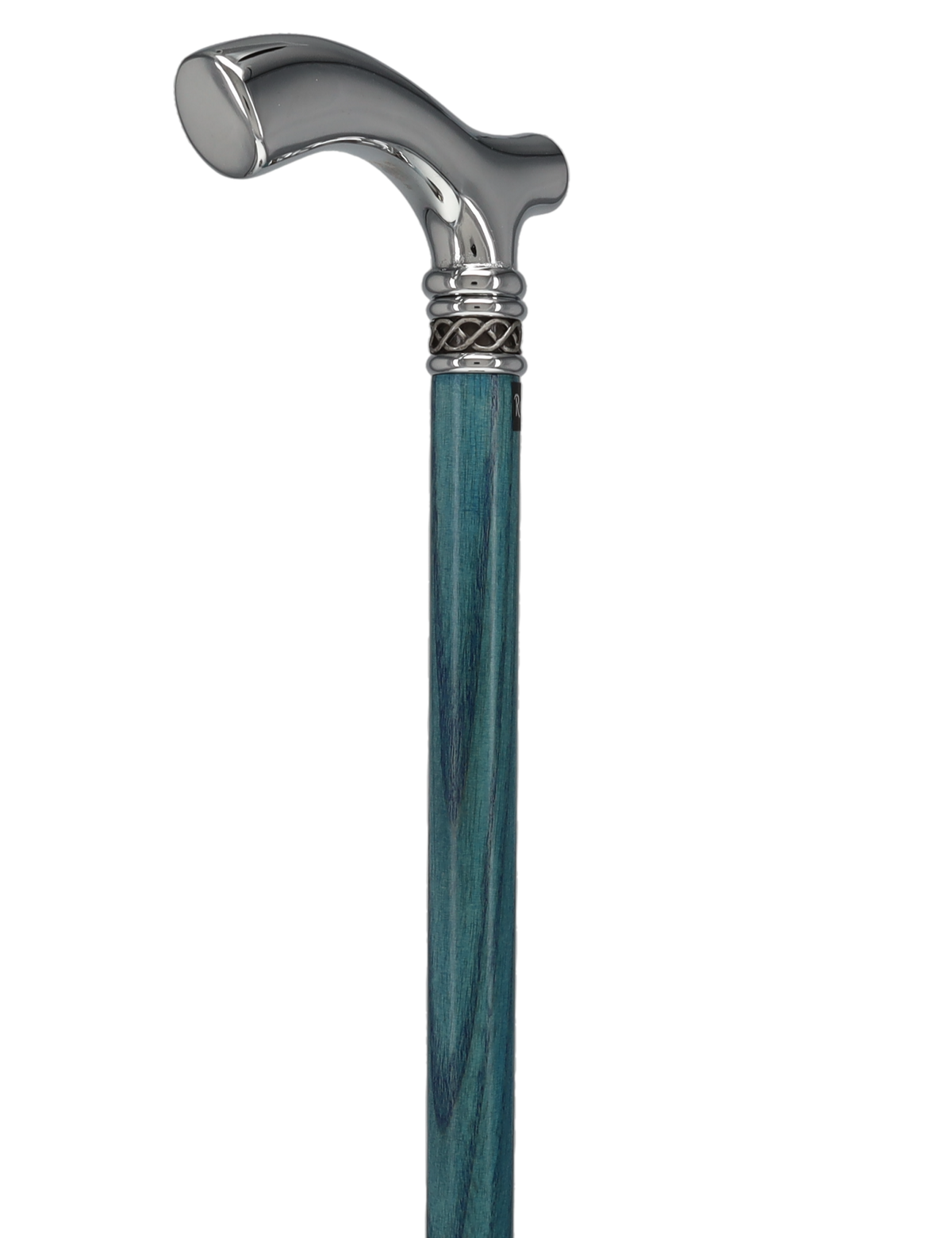 Slim Line Chrome Blue Fritz Cane: Ash Shaft, Pewter Swirl