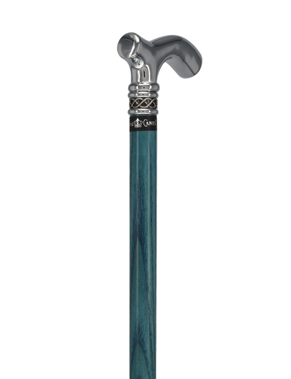 Slim Line Chrome Blue Fritz Cane: Ash Shaft, Pewter Swirl