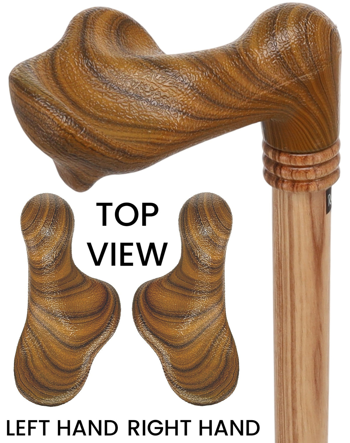 Comfort Palm Grip Cane - Zebrano Wood & Collar