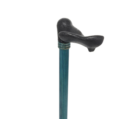 Comfy Denim Blue Palm-Grip Cane: Ash Wood Shaft & Wooden Collar