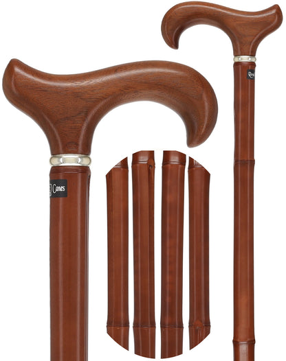 Bamboo Shaft Cane with Walnut Derby Handle: Elegant Design