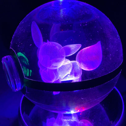 80Mm Laser Engraved Glass Pokemon Collectable (Rotating Stand)