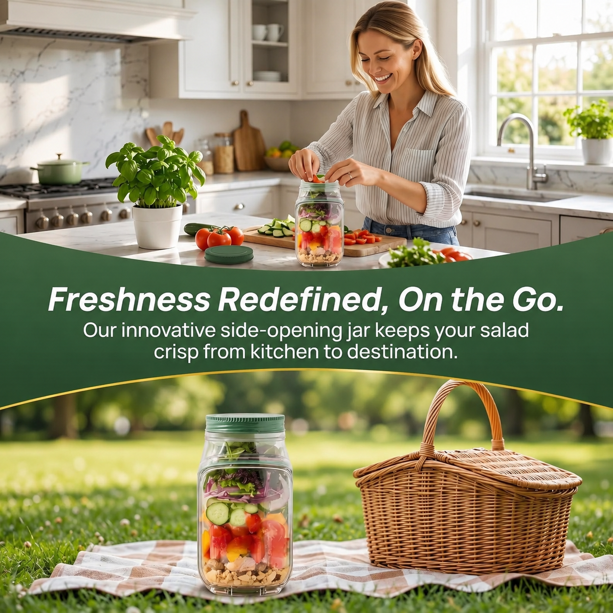 Stylish Portable Salad Jar for Healthy On-the-Go Lunches