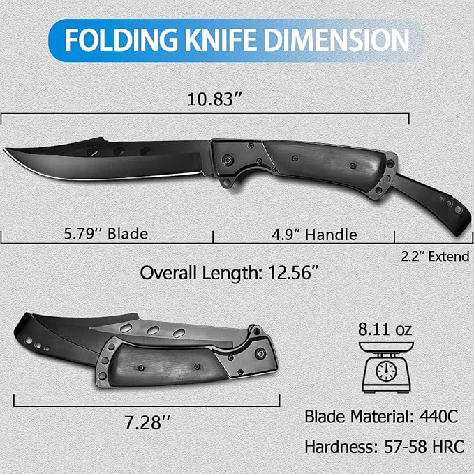 10.5" Large Folding Knife with Rosewood Handle-GS31
