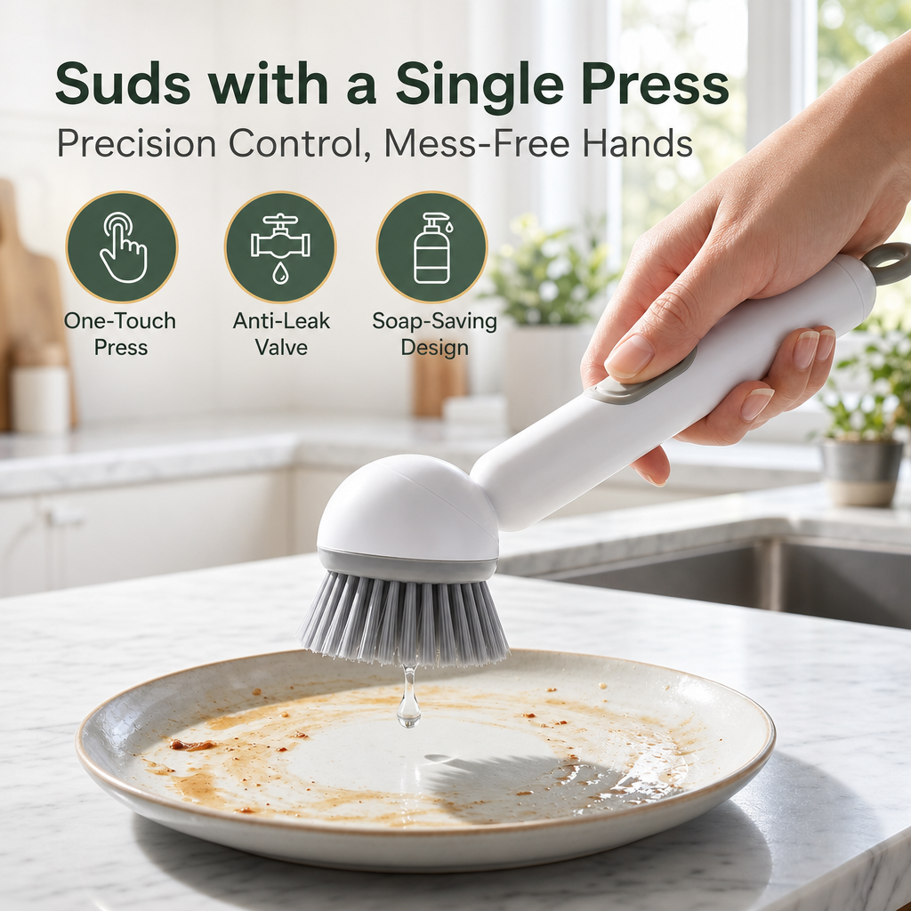 Kitchen Soap Dispensing Dish Brush for Effortless Clean Living
