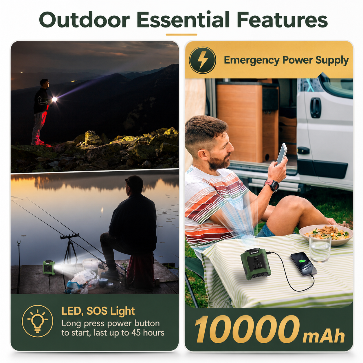 Clip-On Personal Cooling Fan Gift with LED Light and Power Bank