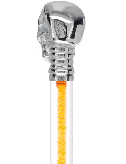 Color Crystal Elegance Chrome Skull Cane with Invisible Acrylic Shaft Options
