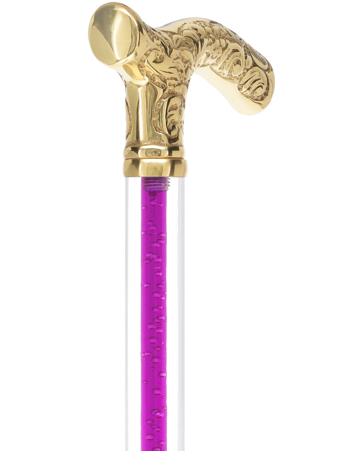 Color Crystal Elegance Brass Fritz Cane with Invisible Acrylic Shaft Options