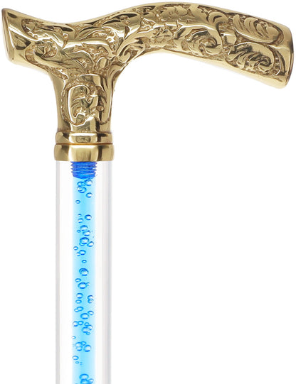 Color Crystal Elegance Brass Fritz Cane with Invisible Acrylic Shaft Options