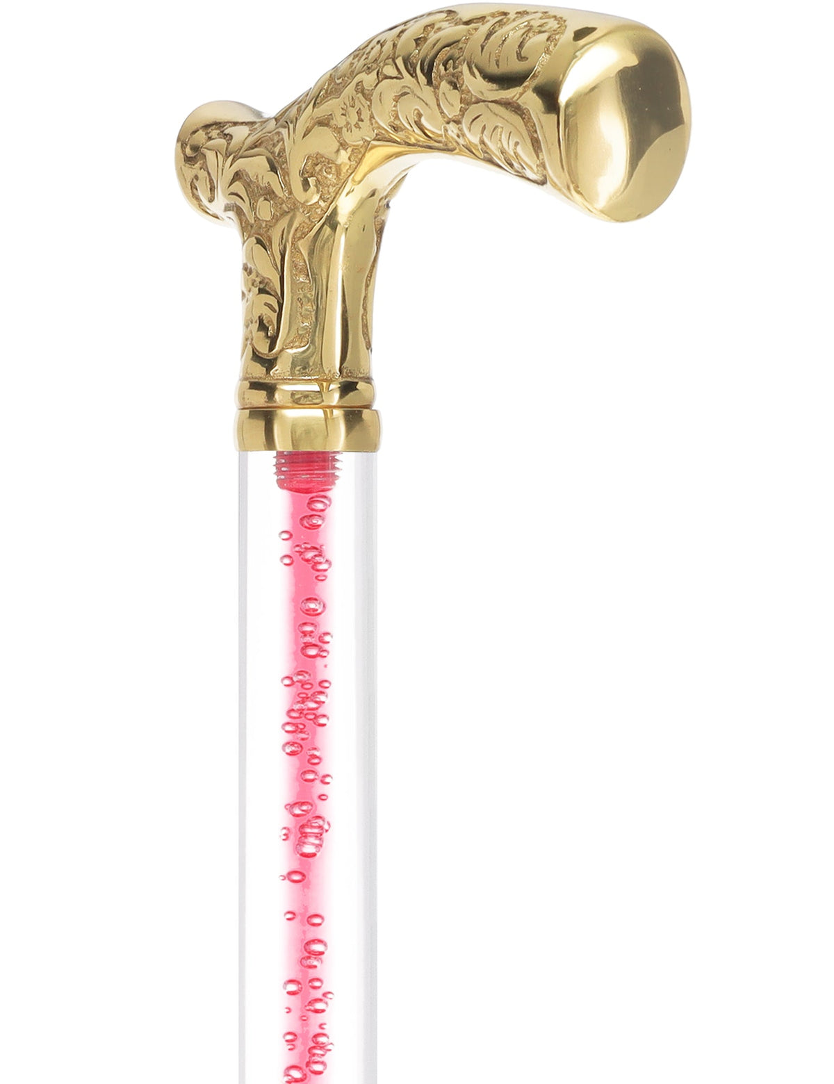 Color Crystal Elegance Brass Fritz Cane with Invisible Acrylic Shaft Options