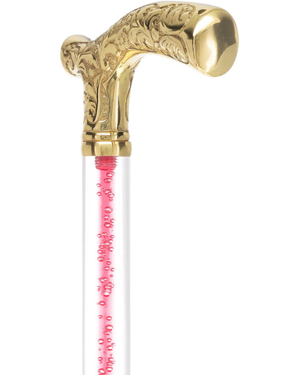Color Crystal Elegance Brass Fritz Cane with Invisible Acrylic Shaft Options