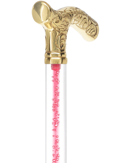 Color Crystal Elegance Brass Fritz Cane with Invisible Acrylic Shaft Options
