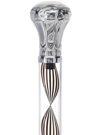 Crystal Elegance Chrome Knob Cane with Invisible Acrylic Shaft Options