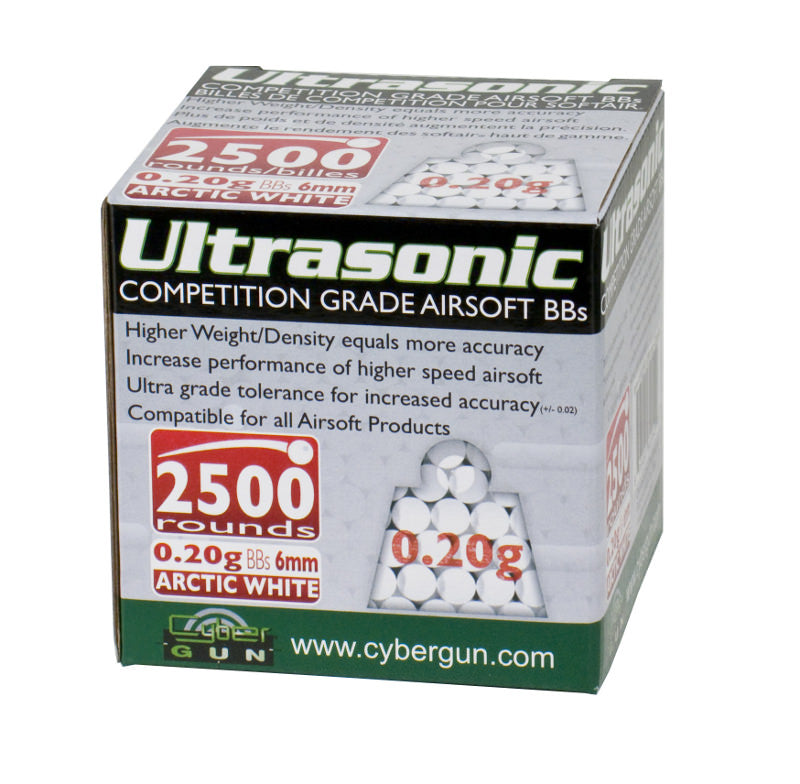 Ultrasonic Competition Grade Airsoft Gun BB's 0.20G 2500 Count Box