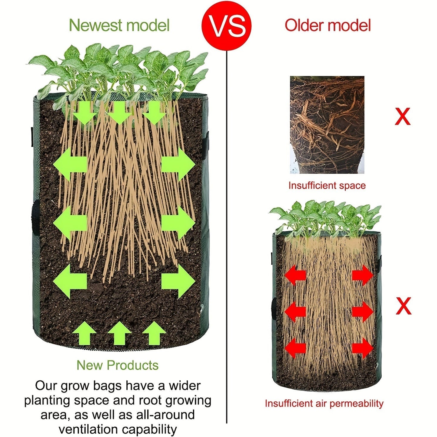 Large Potato Grow Bag with Handles Green