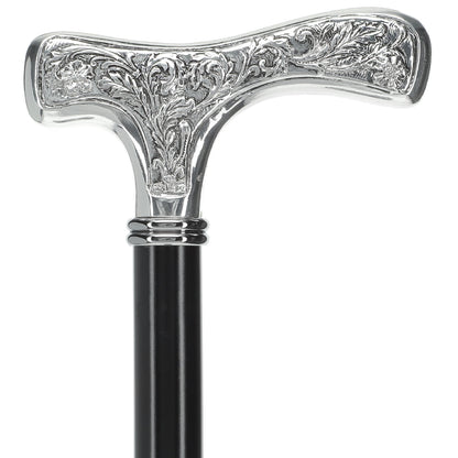 Italian Import: Silver 925r Embossed Fritz Handle Cane