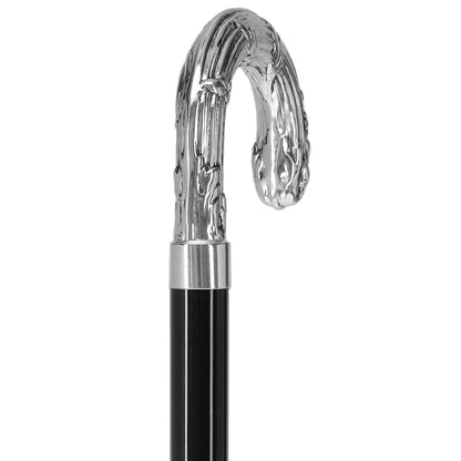 Italian Luxury Silver 925 Ribbed Intricate Design Walking Cane