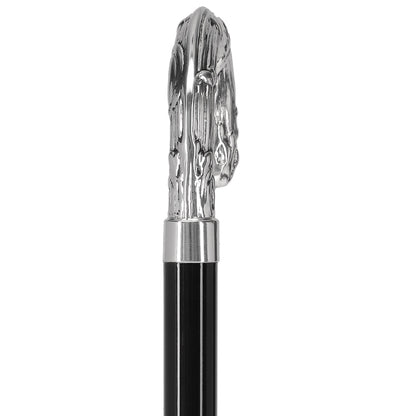 Italian Luxury Silver 925 Ribbed Intricate Design Walking Cane