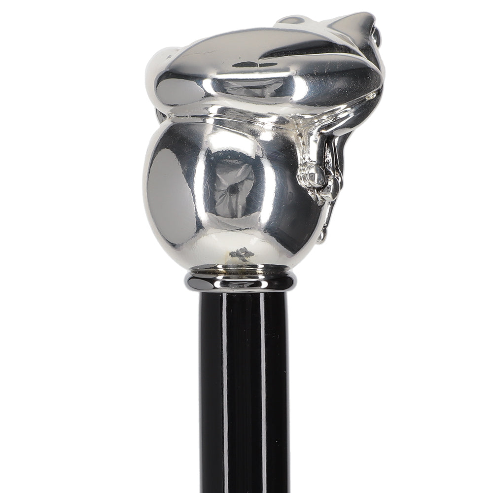 Italian Luxury Silver 925 Frog Walking Stick: Elegant Design