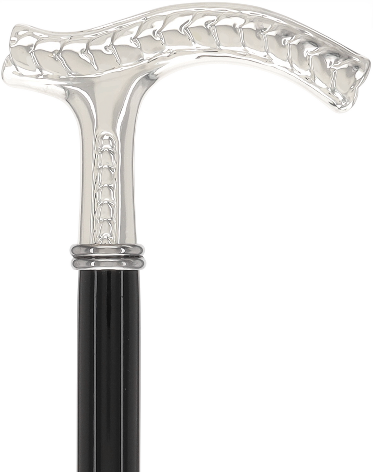 Italian Luxury: Embossed Leaves Cane, Crafted in 925r Silver