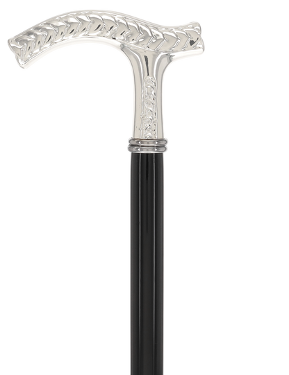 Italian Luxury: Embossed Leaves Cane, Crafted in 925r Silver
