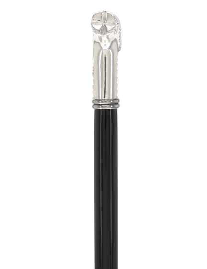 Italian Luxury: Embossed Leaves Cane, Crafted in 925r Silver