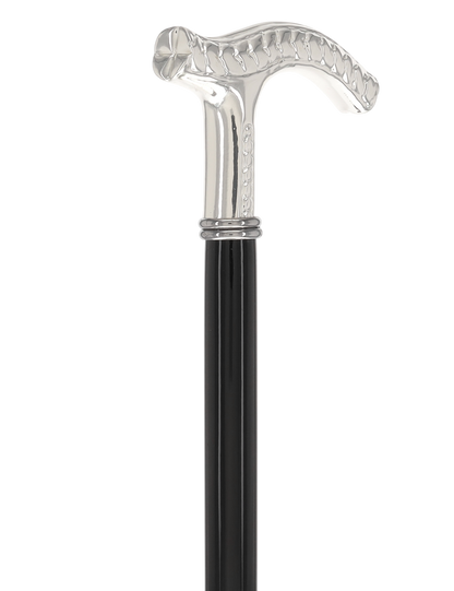 Italian Luxury: Embossed Leaves Cane, Crafted in 925r Silver