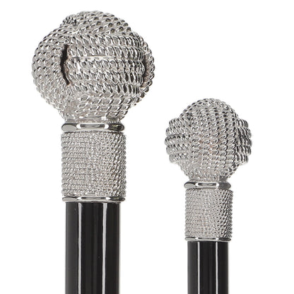 Italian Import - Sailor Monkey Fist Knot: 925r Silver Rope Cane