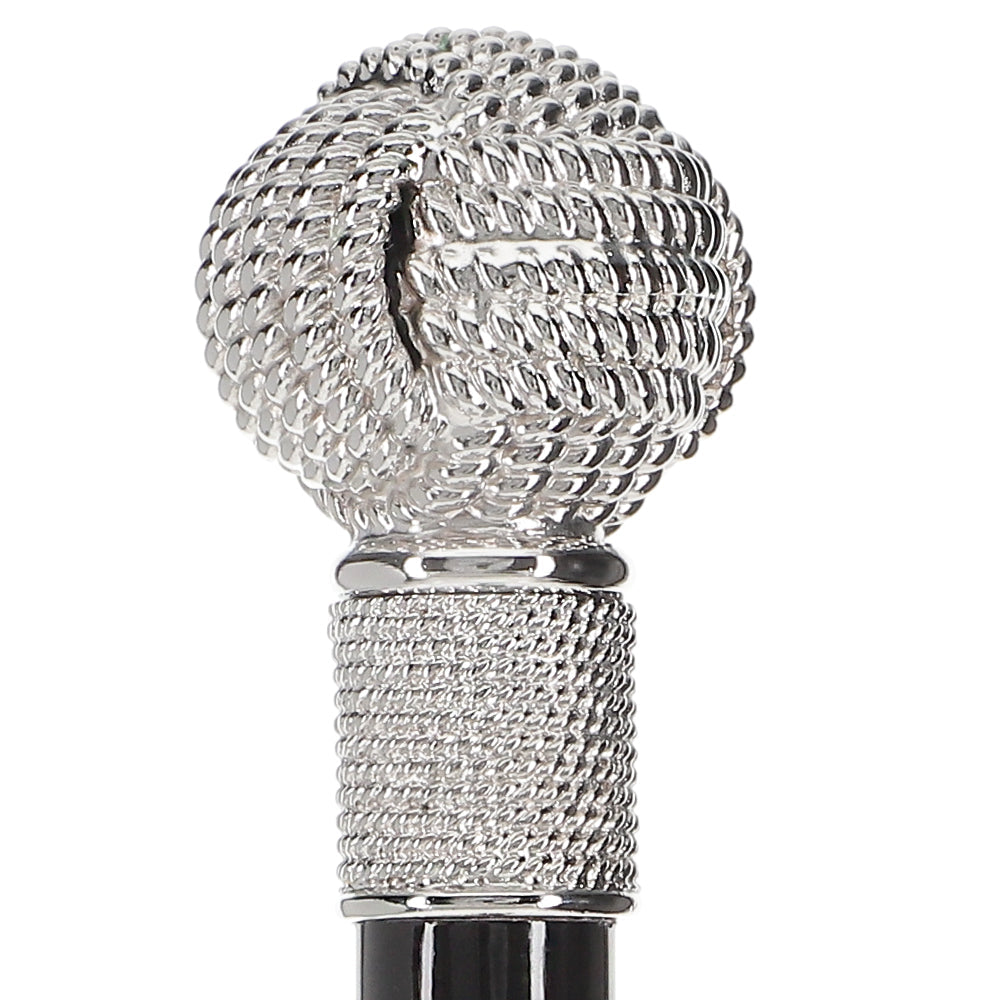 Italian Import - Sailor Monkey Fist Knot: 925r Silver Rope Cane