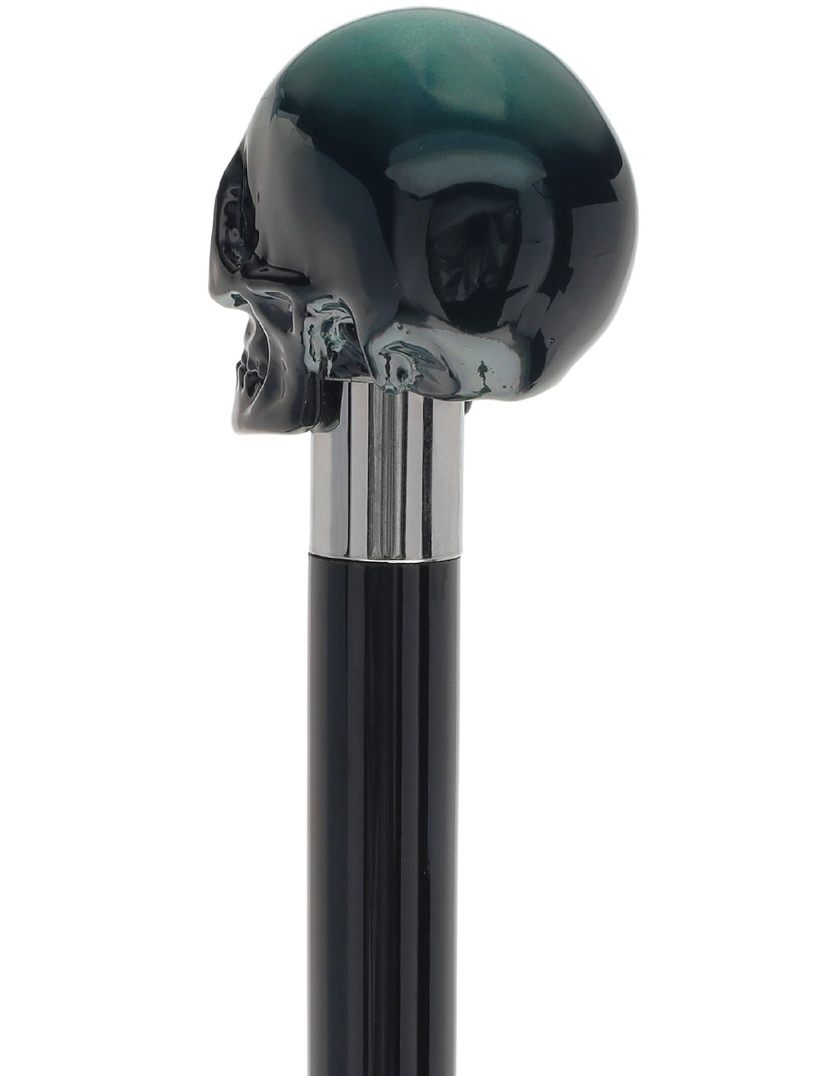Mystic Emerald Skull Head Walking Stick with Beech wood shaft