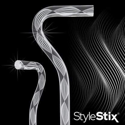 Alabaster Helix Cane: White Twists in Invisible Clear Shaft