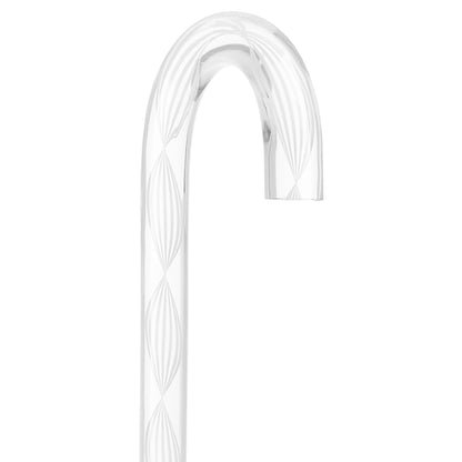 Alabaster Helix Cane: White Twists in Invisible Clear Shaft