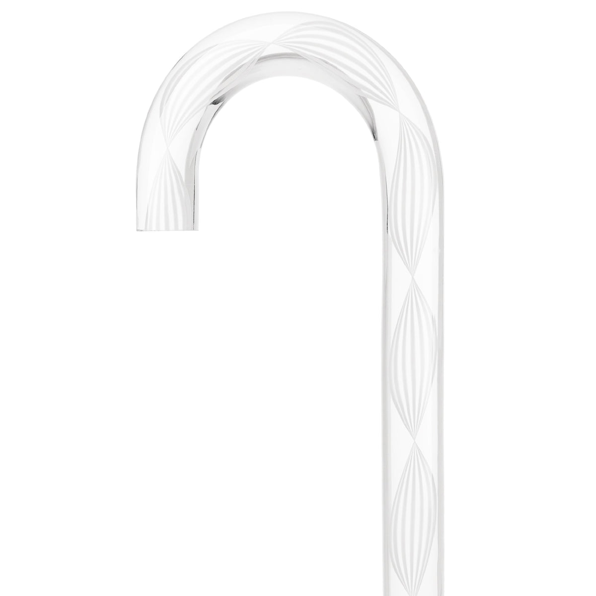 Alabaster Helix Cane: White Twists in Invisible Clear Shaft