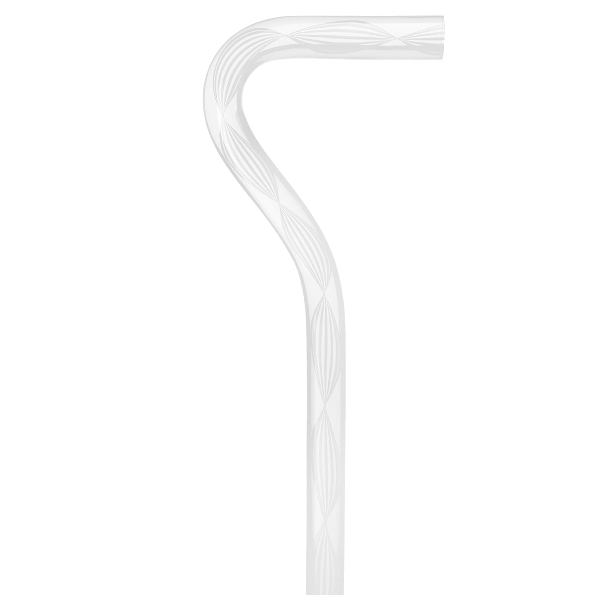 Alabaster Helix Cane: White Twists in Invisible Clear Shaft