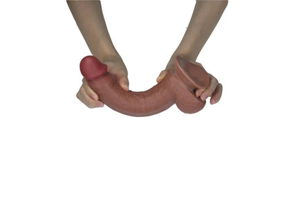 Real Skin 9 Inch Dual Layer Sliding Skin Dildo