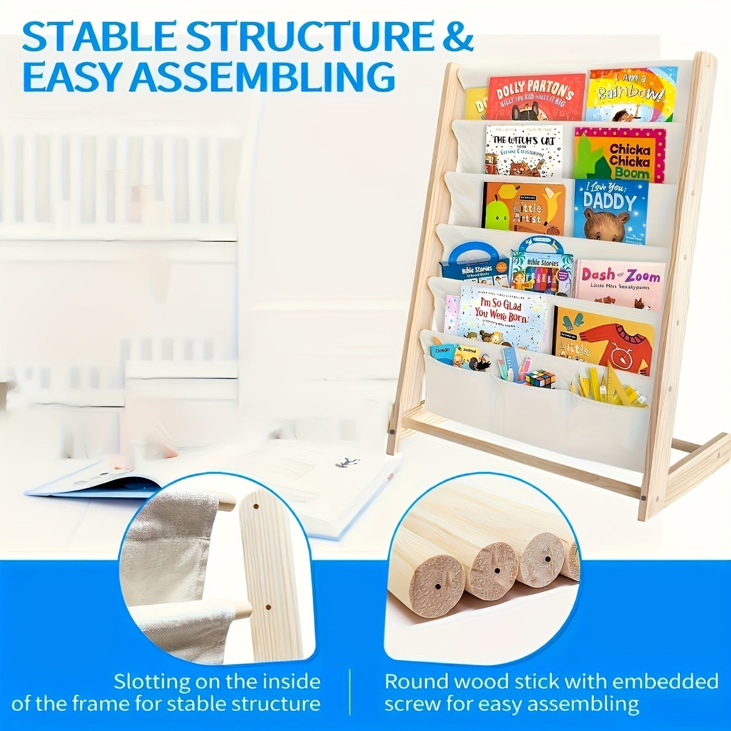 Wooden Bookshelf with Legs with Open Storage
