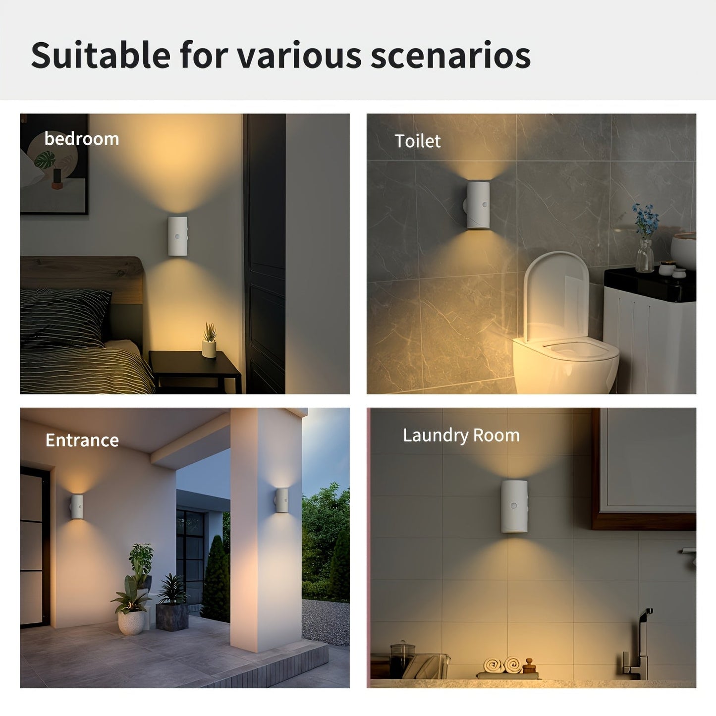 LED Motion Sensor Night Light with USB Rechargeable (4pcs)