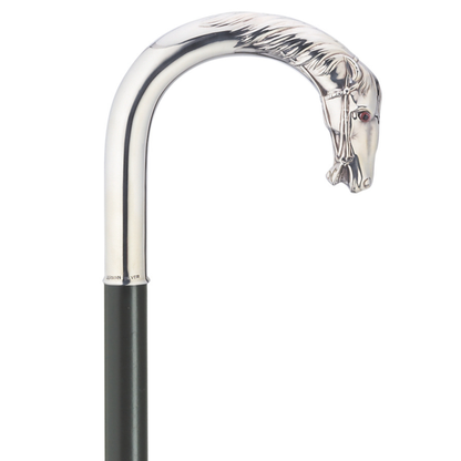 Handcrafted Horse Head Handle Crook Cane - Artisan German Craftsmanship