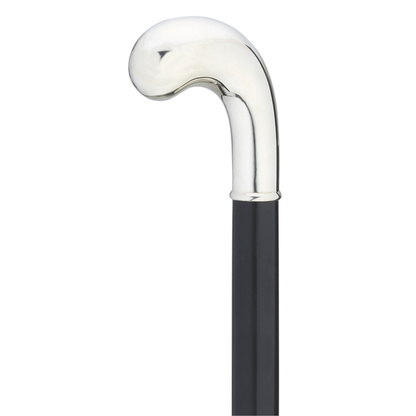 Elegant German Alpaca Golf Style Handle Walking Stick, Black Maple Shaft